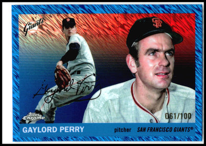 2025 Topps Chrome Platinum Blue Shimmer Refractors #409 Gaylord Perry Giants