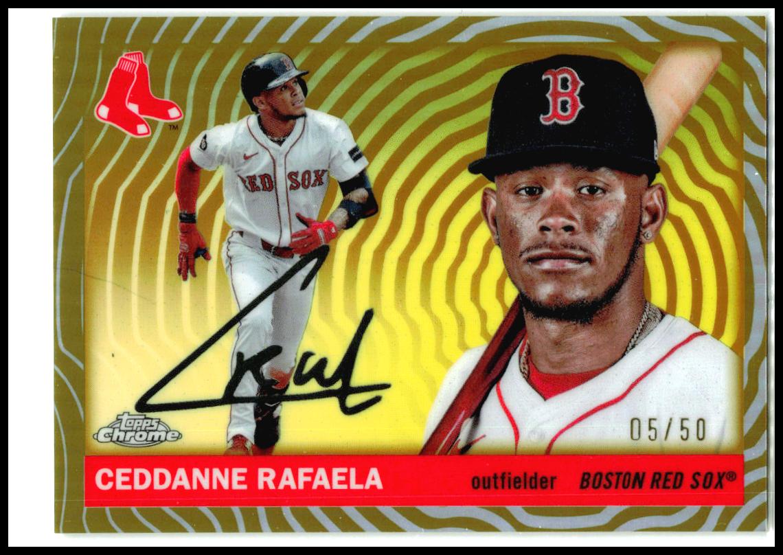 2025 Topps Chrome Platinum Gold Vibrations /50 #48 Ceddanne Rafaela Red Sox