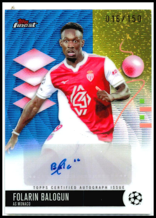 2025-26 Finest UEFA Club Auto Blue Wave /150 #BA-FB Folarin Balogun AU AS Monaco