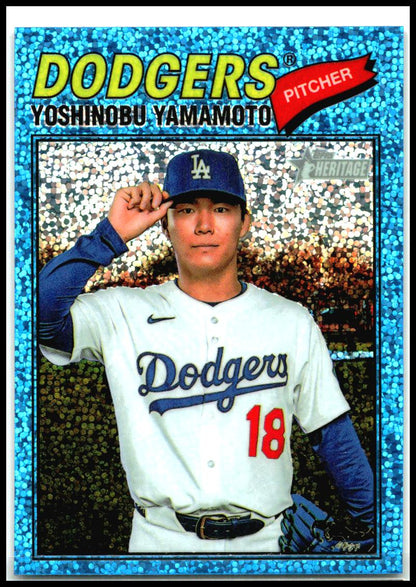2026 Topps Heritage Chrome Light Blue Sparkle #371 Yoshinobu Yamamoto Dodgers