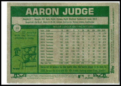 2026 Topps Heritage Dark Gray #10 Aaron Judge New York Yankees