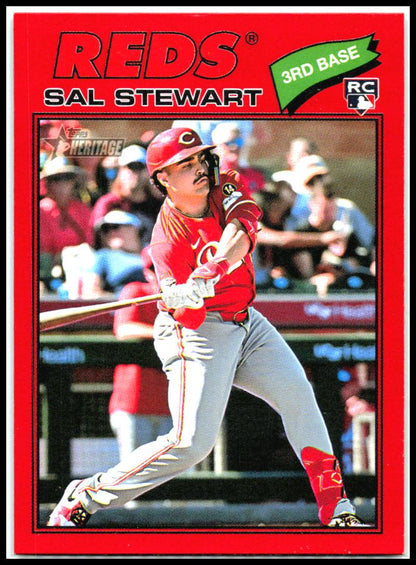 2026 Topps Heritage Red #221 Sal Stewart RC Cincinnati Reds
