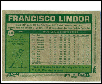 2026 Topps Heritage Image Variation #146 Francisco Lindor New York Mets