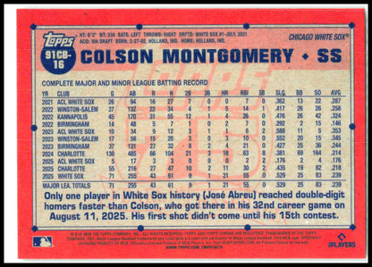 2026 Topps Chrome 1991 Topps 35th Anniversary # Colson Montgomery White Sox