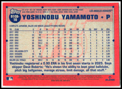 2026 Topps Chrome 1991 Topps 35th Anniversary # Yoshinobu Yamamoto Dodgers