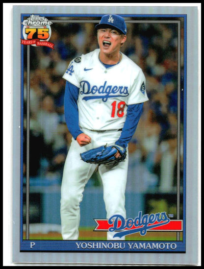2026 Topps Chrome 1991 Topps 35th Anniversary # Yoshinobu Yamamoto Dodgers