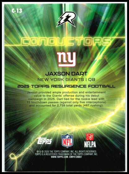 2025 Topps Resurgence Conductors #C-13 Jaxson Dart New York Giants