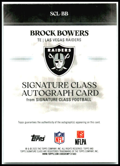 2025 Topps Signature Class Signature Class Auto #SCL-BB Brock Bowers AU Raiders