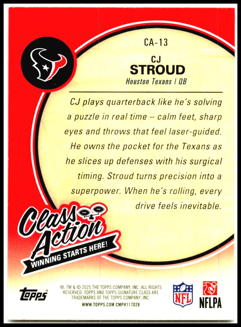 2025 Topps Signature Class Class Action #CA-13 CJ Stroud Houston Texans