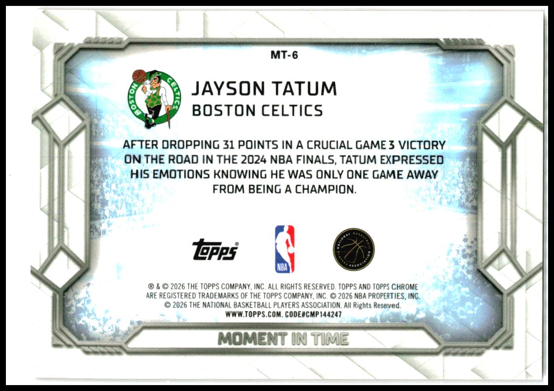 2025-26 Topps Chrome Update Moment In Time Orange /25 #MT-6 Jayson Tatum Celtics
