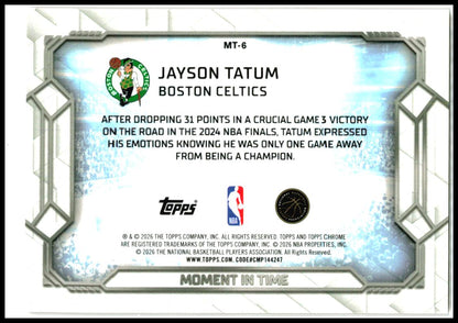 2025-26 Topps Chrome Update Moment In Time Orange /25 #MT-6 Jayson Tatum Celtics