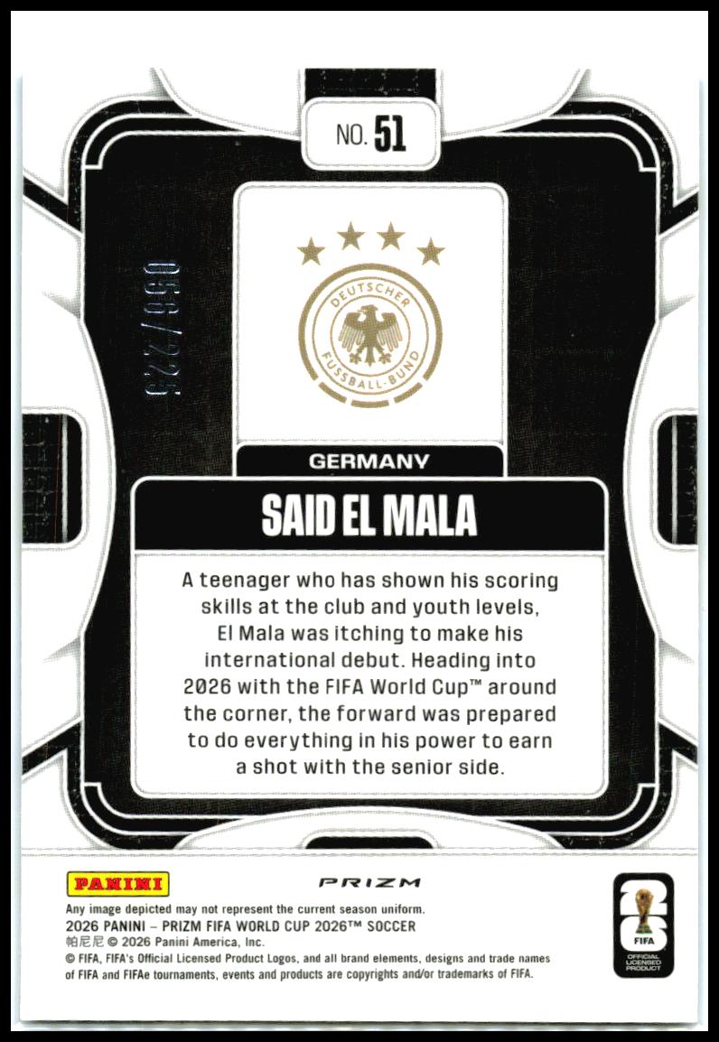 2026 Prizm FIFA World Cup Fluorescent Blue Wave /225 #51 Said El Mala Germany