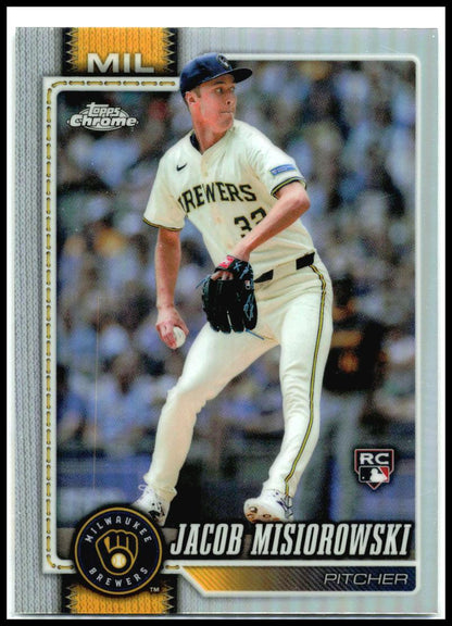 2026 Topps Chrome Refractors #196 Jacob Misiorowski RC Milwaukee Brewers