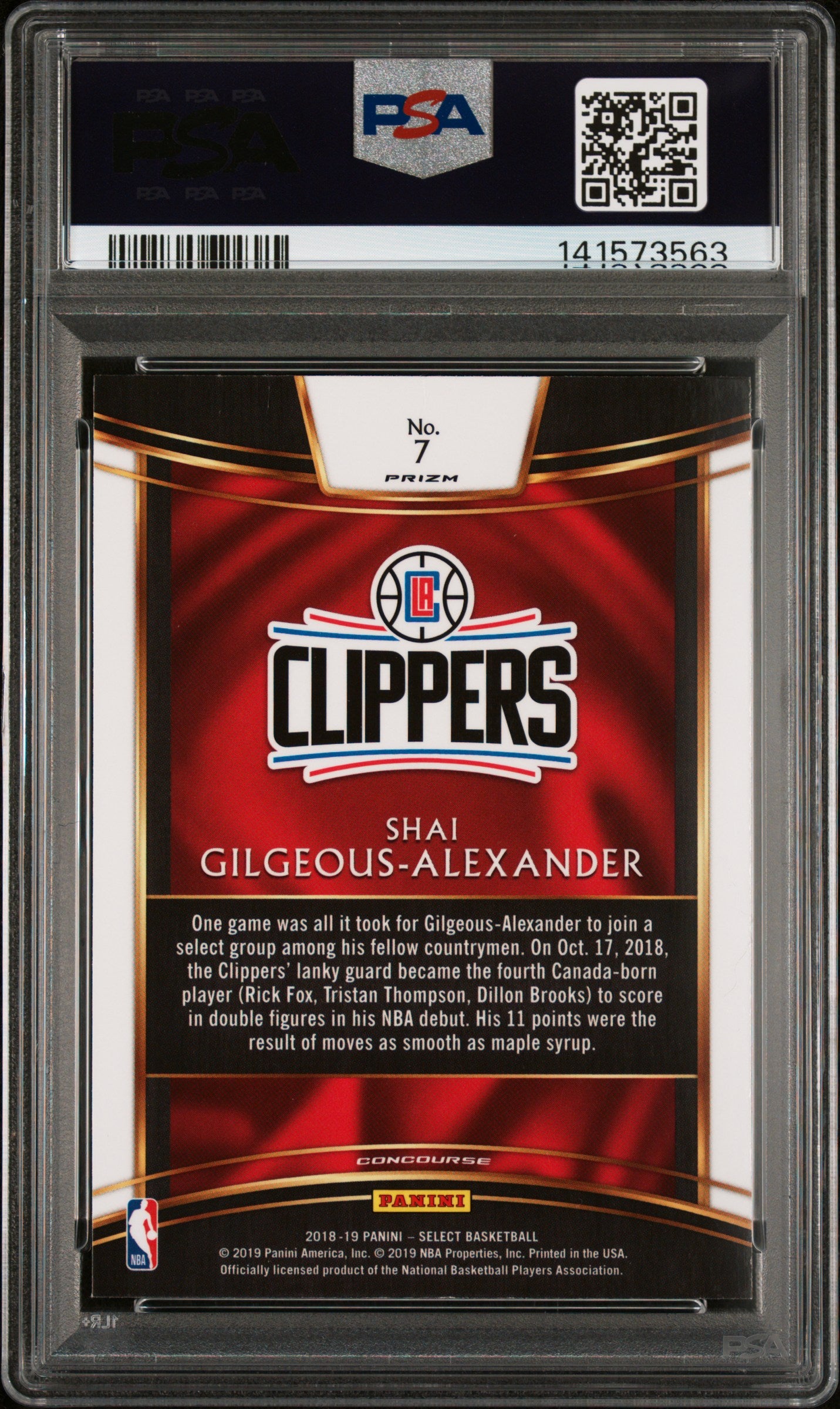 2018 Panini Select Silver Prizm #7 S.Gilgeous-Alexander