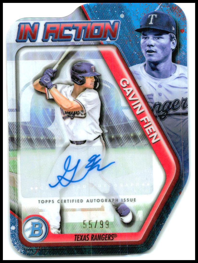 2025 Bowman Draft Bowman In Action Auto /99 #BIA-16 Gavin Fien Texas Rangers