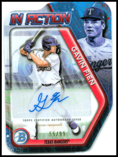 2025 Bowman Draft Bowman In Action Auto /99 #BIA-16 Gavin Fien Texas Rangers