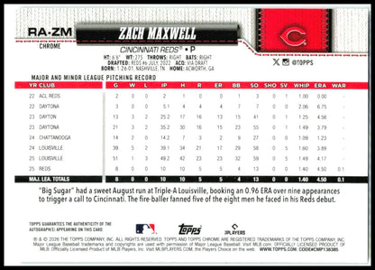 2026 Topps Chrome Rookie Auto #RA-ZM Zach Maxwell AU Cincinnati Reds