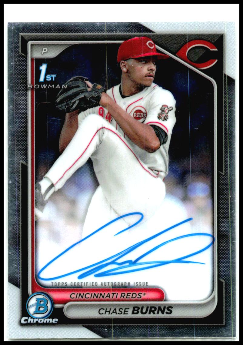 2024 Bowman Draft Chrome Prospect Auto #CPA-CB Chase Burns AU Cincinnati Reds