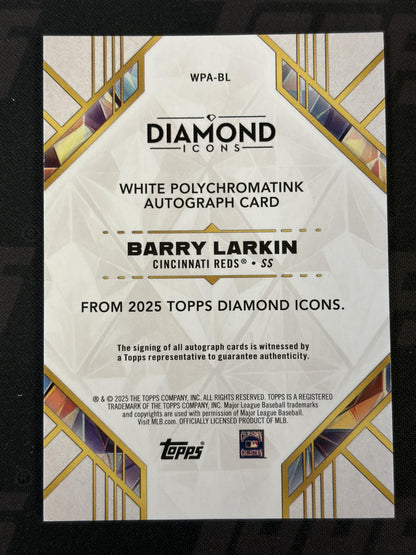 2025 Topps Diamond Icon White PolychromatINK Auto Purple /15 # Barry Larkin Reds