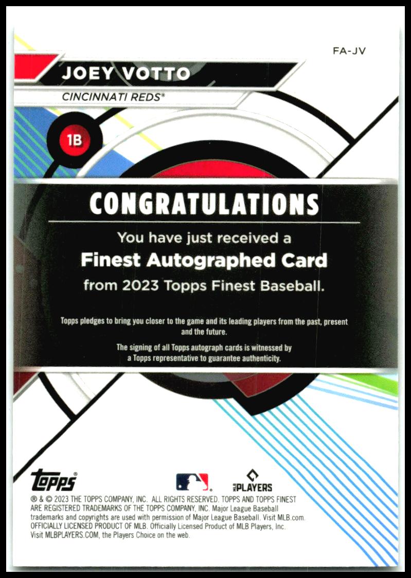 2023 Finest Finest Autographs #FA-JV Joey Votto AU Cincinnati Reds
