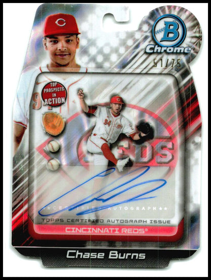 2024 Bowman Draft Bowman In Action Auto Lava – /75 #BIA-CB Chase Burns AU Reds