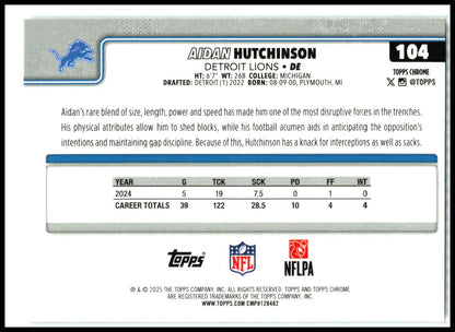 2025 Topps Chrome Lightboard Logo #104 Aidan Hutchinson Detroit Lions