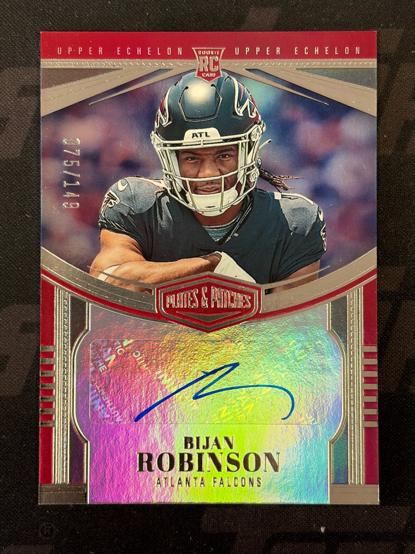 2023 Plates & Patches Rookie Upper Echelon /149 #UE-3 Bijan Robinson Falcons
