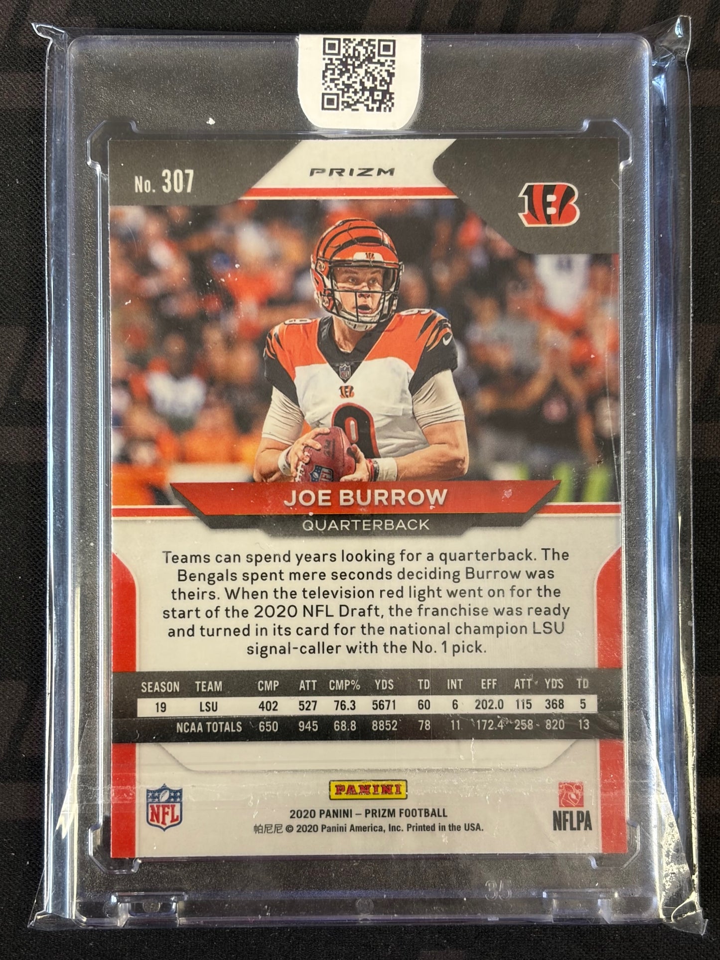 2020 Panini Prizm Prizm Disco #307 Joe Burrow RC Cincinnati Bengals
