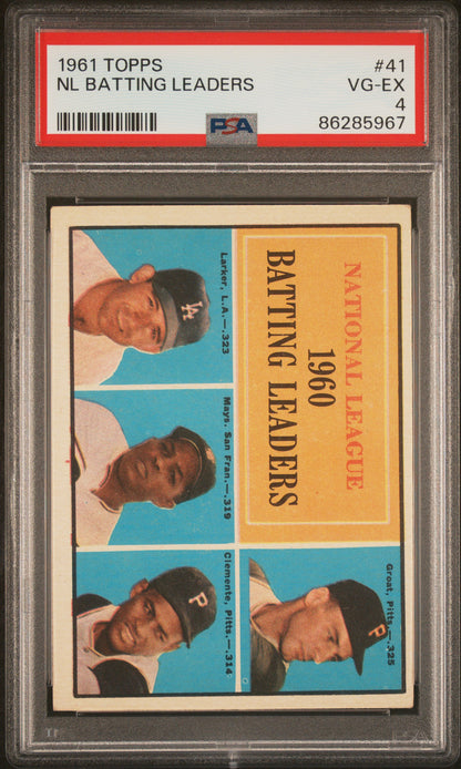 1961 Topps #41 Nl Batting Leaders PSA 4