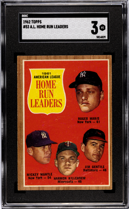 1962 Topps #53 A.L. Home Run Leaders SGC 3