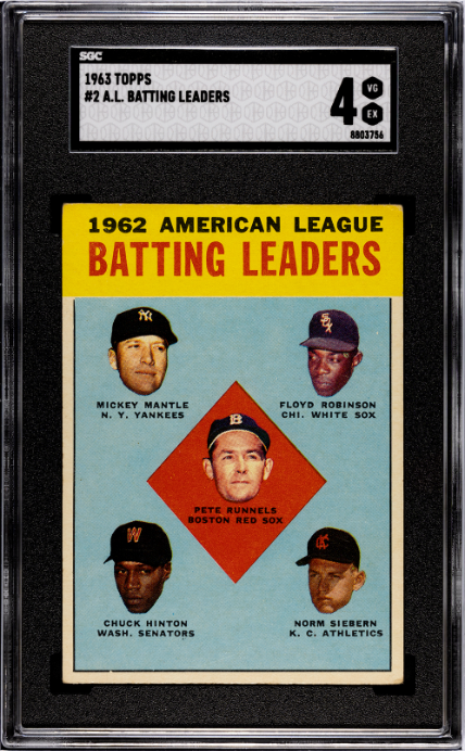 1963 Topps #2 A.L. Batting Leaders SGC 4