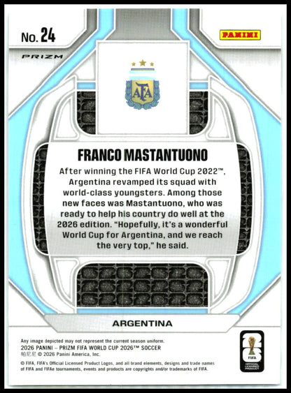 2026 Panini Prizm FIFA World Cup New Era Wave Prizms #24 Franco Mastantuono RC