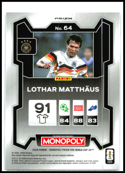 2026 Panini Prizm Monopoly FIFA World Cup Blue Wave #64 Lothar Matthaus