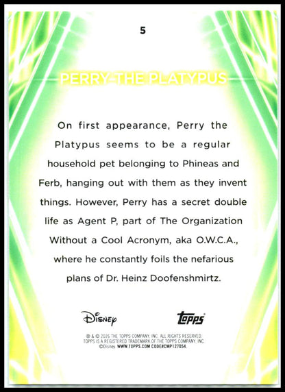 2026 Topps Disney Neon Snow Caps #5 Perry the Platypus