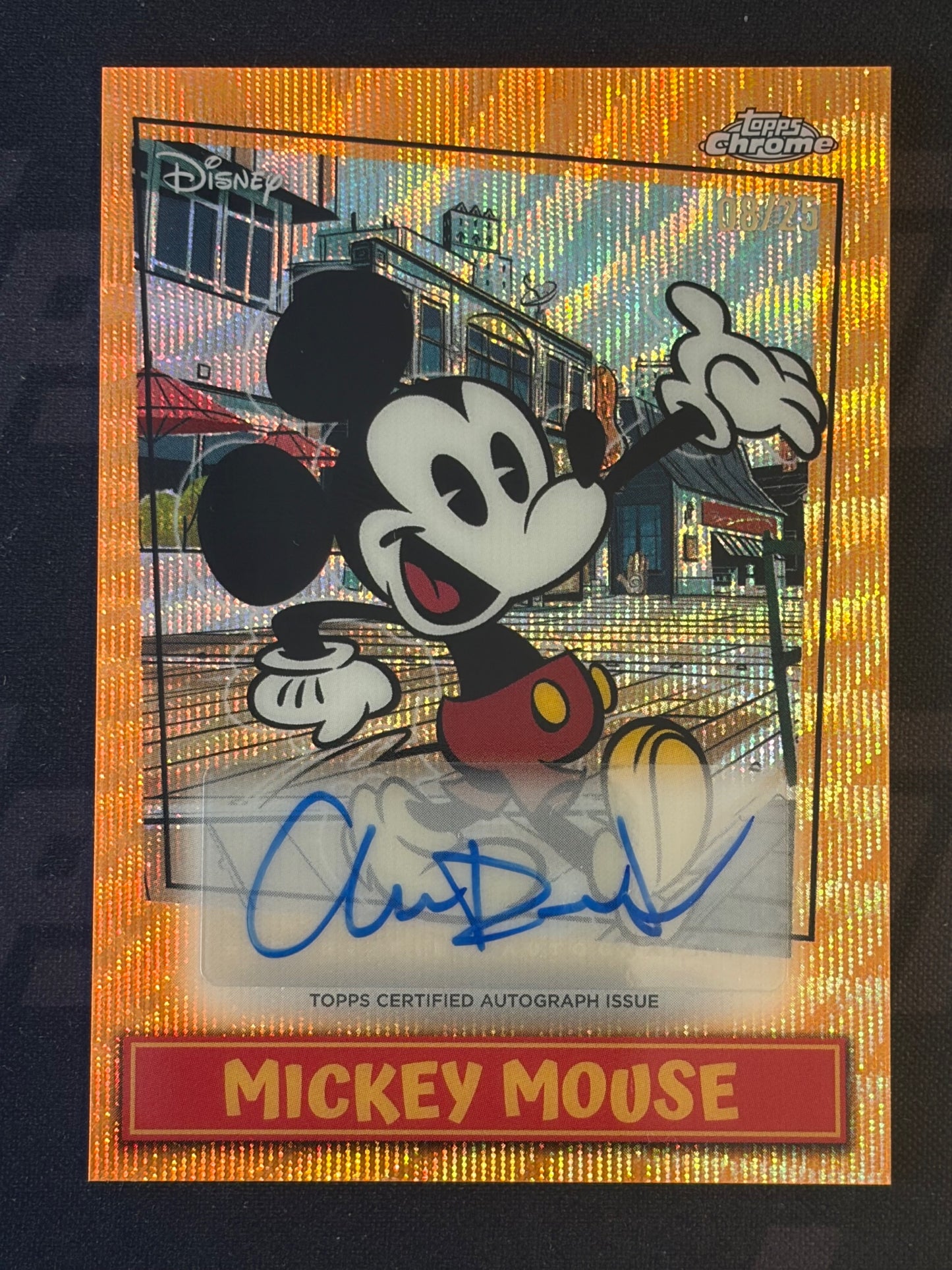 2026 Topps Disney Neon Mickey Shorts Auto Orange Wave /25 # Chris Diamantopoulos