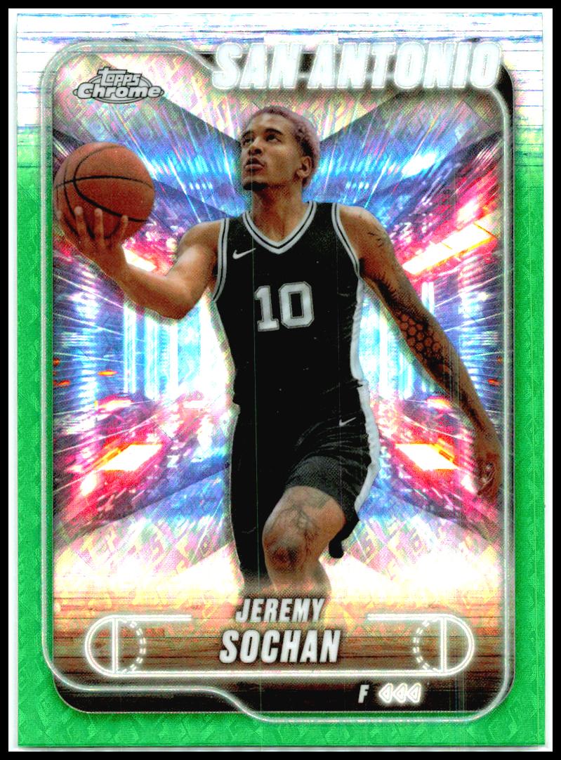 2024-25 Topps Chrome Topps Green Refractor #181 Jeremy Sochan San Antonio Spurs