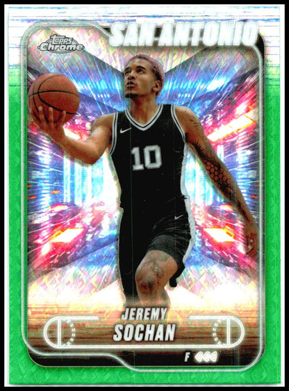 2024-25 Topps Chrome Topps Green Refractor #181 Jeremy Sochan San Antonio Spurs
