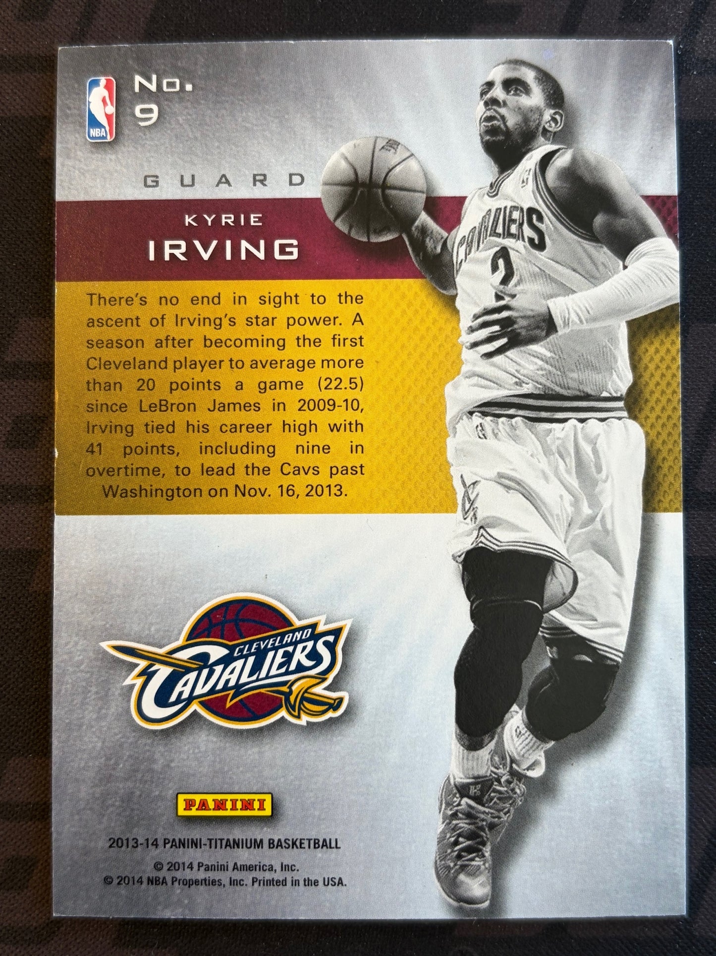 2013-14 Panini Titanium Luster #9 Kyrie Irving #/99 Cleveland Cavaliers