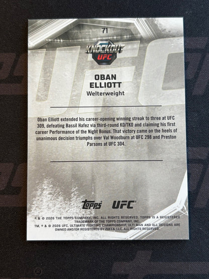 2026 Topps Knockout UFC Holo Silver #71 Oban Elliott RC #/125