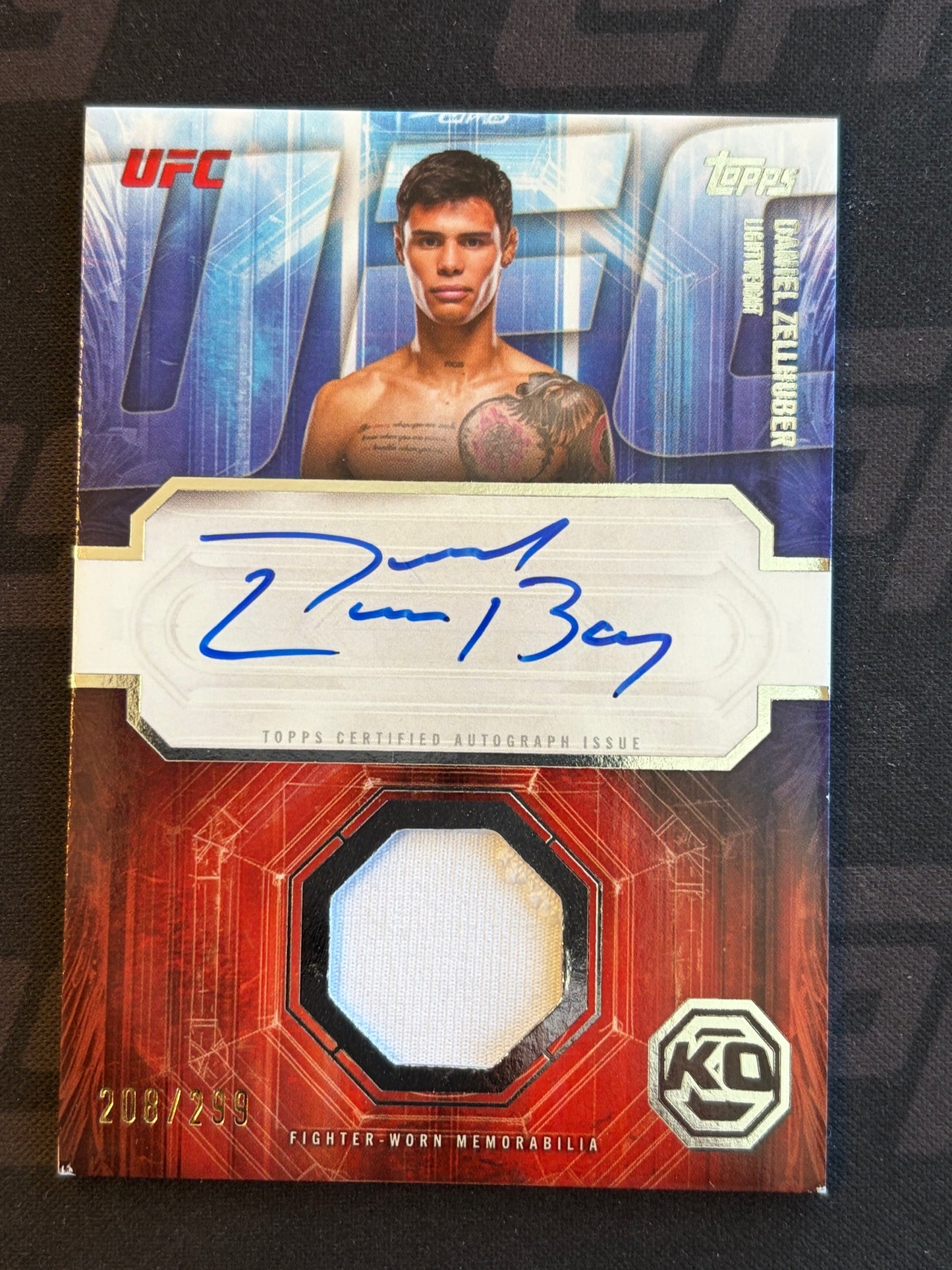 2026 Topps Knockout UFC Knockout Autograph Relics #KAR-DZ Daniel Zellhuber #/299