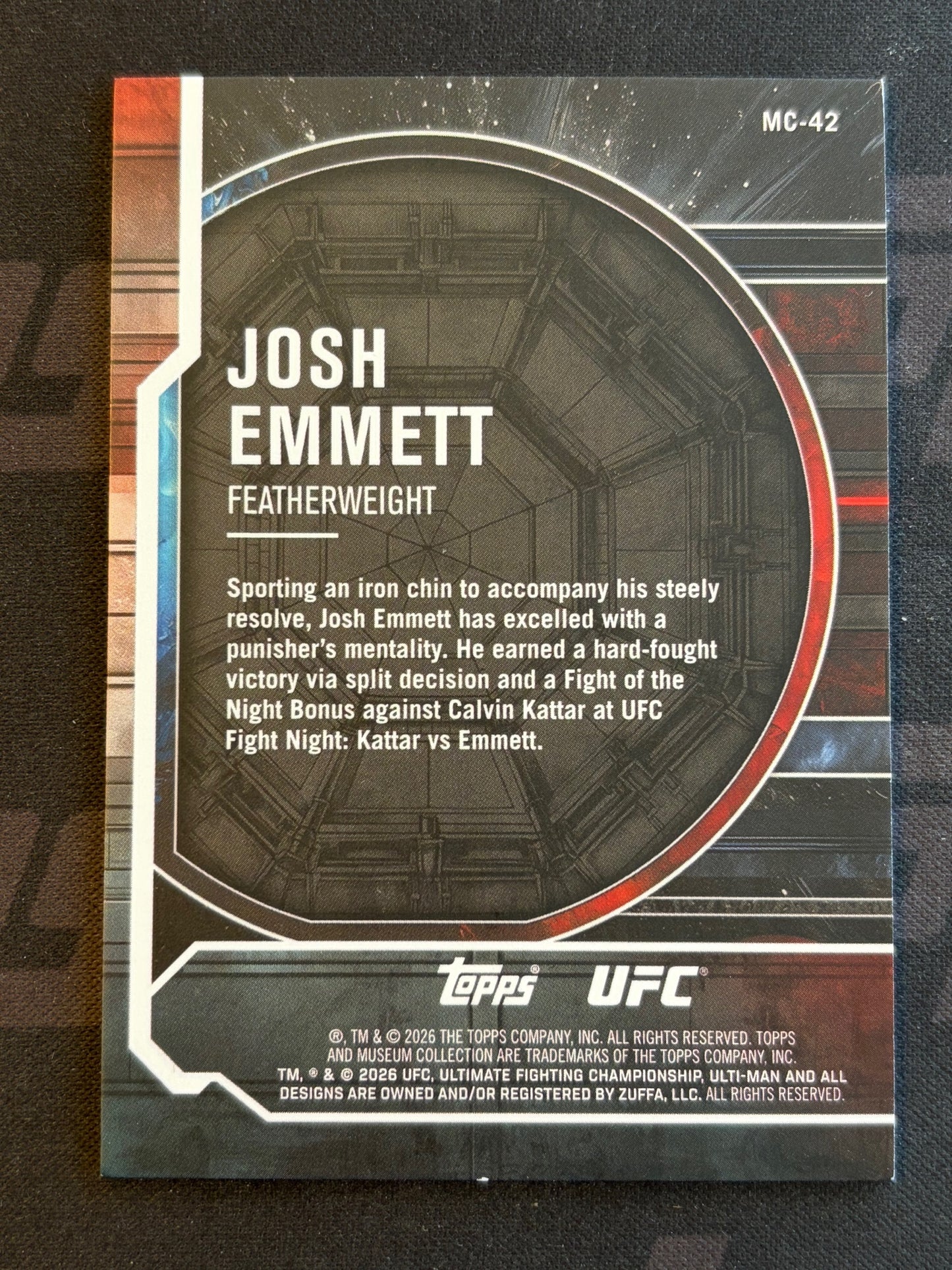 2026 Topps Knockout UFC Museum Collection #MC-42 Josh Emmett