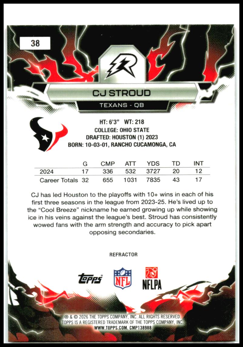 2025 Topps Resurgence Refractor #38 CJ Stroud Houston Texans