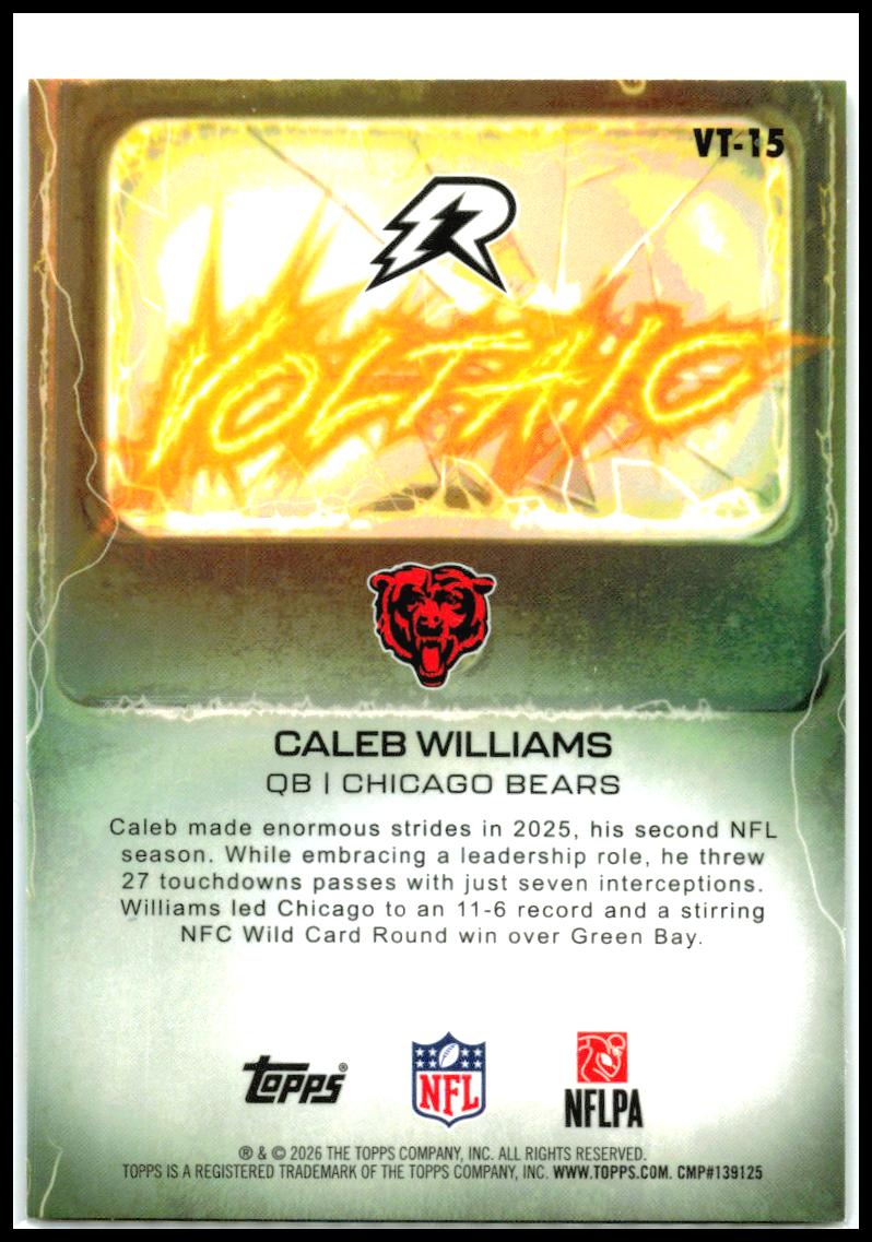 2025 Topps Resurgence Voltaic #VT-15 Caleb Williams Chicago Bears