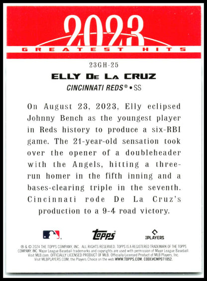 2024 Topps 2023 Greatest Hits Blue #23GH-25 Elly De La Cruz Cincinnati Reds