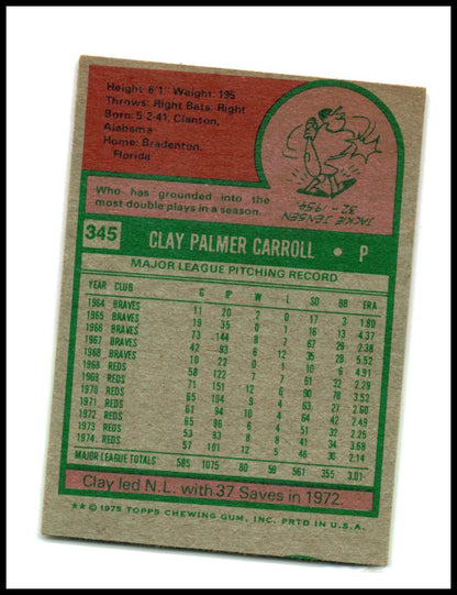 1975 Topps #345 Clay Carroll Cincinnati Reds