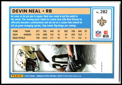 2025 Donruss Optic Red Scope #4.38 Devin Neal RC New Orleans Saints