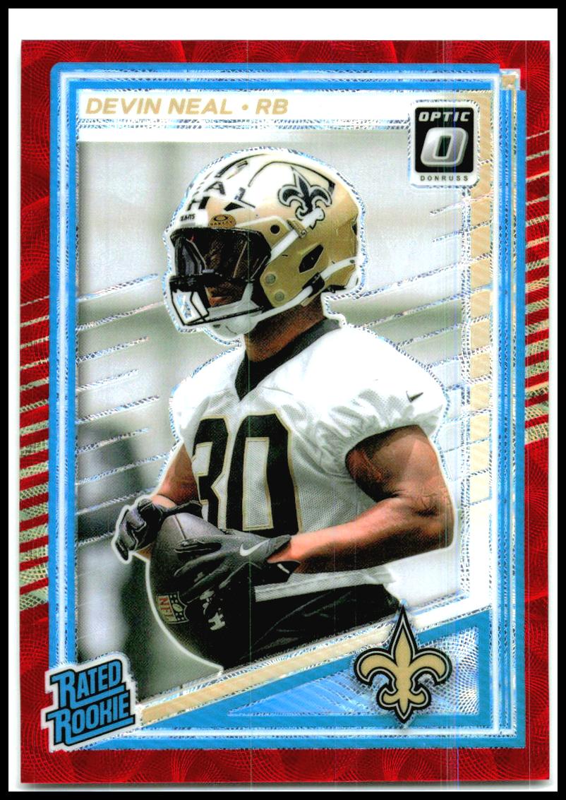 2025 Donruss Optic Red Scope #4.38 Devin Neal RC New Orleans Saints