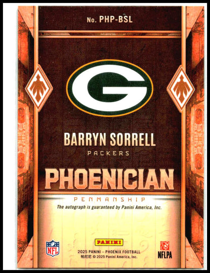 2025 Panini Phoenix Phoenician Penmanship #PHP-BSL Barryn Sorrell AU Packers