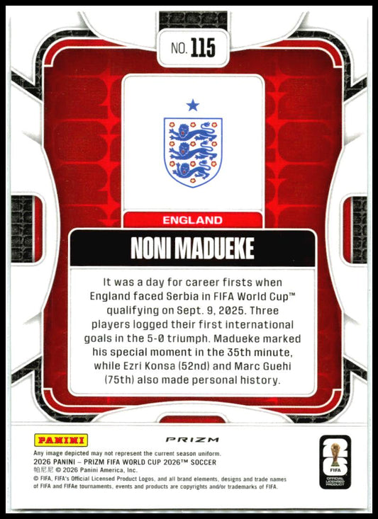 2026 Panini Prizm FIFA World Cup Red Green Purple Mojo #115 Noni Madueke England