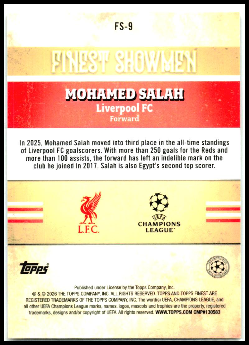 2025-26 Finest UEFA Club Competitions Finest Showmen #FS-9 Mohamed Salah